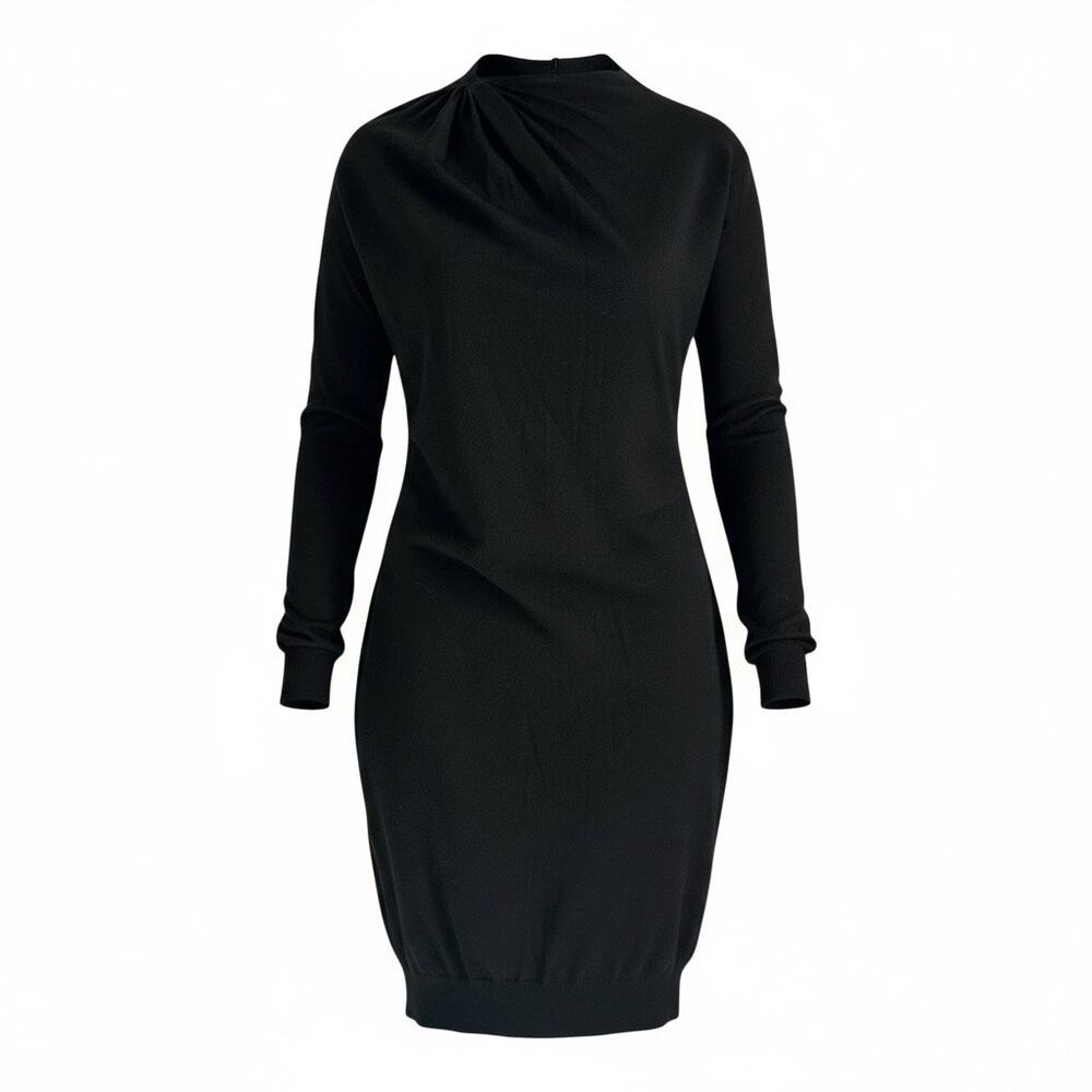 Vtg LANVIN Paris Alber Elbaz Y2K Era Black Sweater Dress XS Wool Cashmere Silk - Picture 3 of 13